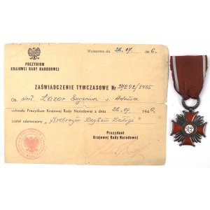 PRL, Srebrny Krzyż Zasługi z zaświadczeniem 1946