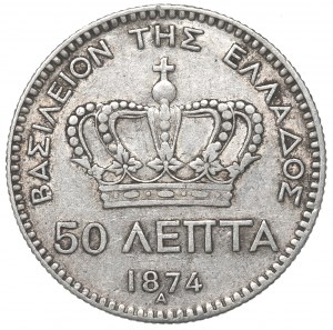 Greece, 50 lepta 1874 A