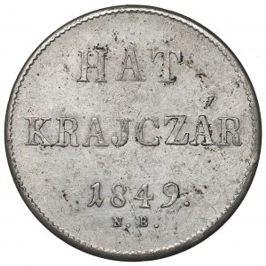 Hungary, 6 kreuzer 1849