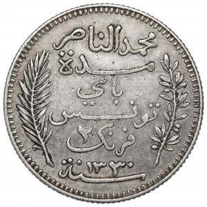 Tunisia, 2 francs 1912