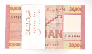 Lebanon, 20,000 livres - bank package of 100 pcs