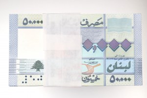 Lebanon, 50,000 livres - bank package of 100 pcs