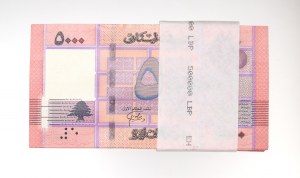 Lebanon, 5.000 livres - bank package of 100 pcs