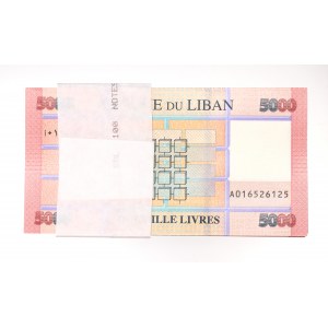 Lebanon, 5.000 livres - bank package of 100 pcs