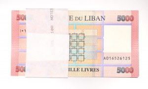 Lebanon, 5.000 livres - bank package of 100 pcs