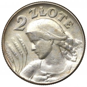 II RP, 2 Zloty 1925 (ohne Punkt), Philadelphia Frau und Ohren