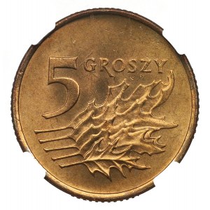 III RP, 5 groszy 1990 - NGC MS66