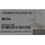 III RP, 5 groszy 1990 - NGC MS66