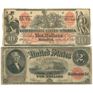 USA, 2 dolary 1917 i 10 dolarów 1861 - zestaw 2 egz.