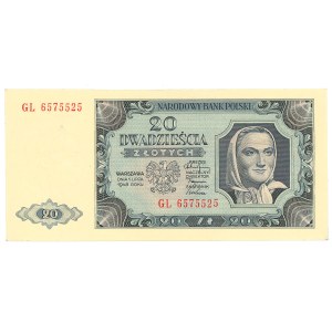 PRL, 20 złotych 1948 GL - papier prążkowany