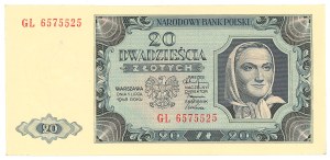 People's Republic of Poland, 20 zloty 1948 GL - ribbed paper