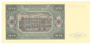 People's Republic of Poland, 20 zloty 1948 GL - ribbed paper