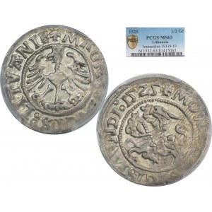 Sigismund I the Old, half-grosz 1525, Vilnius - EXCELLENT