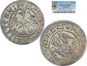 Sigismund I the Old, half-grosz 1525, Vilnius - EXCELLENT