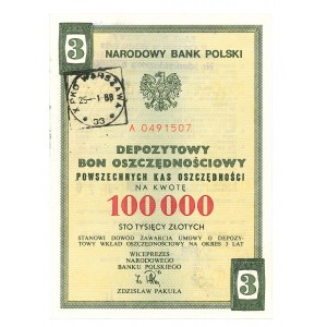 Depozytowy bon oszczędnościowy na 100 000 zł A