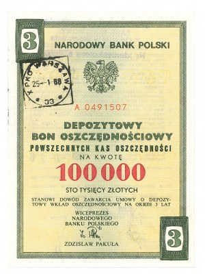 Deposit savings voucher for PLN 100,000 A