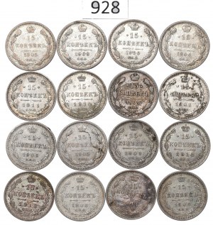 Russia, Nicholas II, Lot 15 kopecks 1903-14