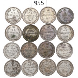 Russia, Nicholas II, Lot 15 kopecks 1901-08