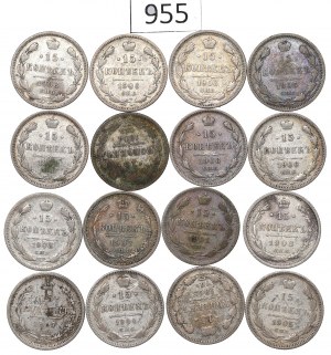 Russia, Nicholas II, Lot 15 kopecks 1901-08