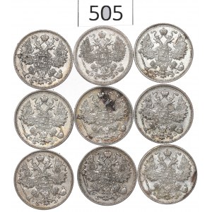 Russie, Nicolas II, Série de 15 kopecks 1907-14