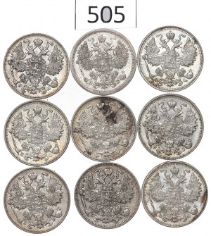 Russia, Nicholas II, Lot 15 kopecks 1907-14