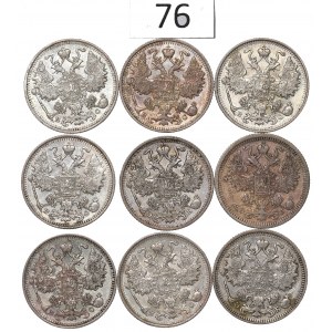 Russia, Nicholas II, Lot 15 kopecks 1908-14