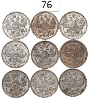 Russia, Nicholas II, Lot 15 kopecks 1908-14