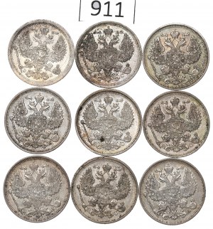 Russia, Nicholas II, Lot 20 kopecks 1907-14