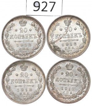 Russia, Nicholas II, Lot 20 kopecks 1912-13