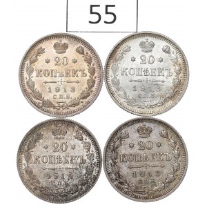 Russia, Lot of 20 kopecks 1913-14