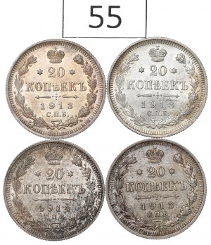 Russia, Lot of 20 kopecks 1913-14