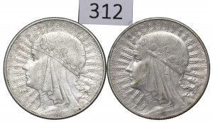 II RP, Set of 10 gold 1932-33 Head of a woman