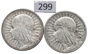 II RP, Set of 10 gold 1932 Head of a woman
