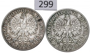 II RP, Set of 10 gold 1932 Head of a woman