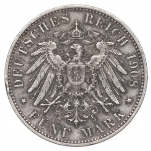 Germany, Wirtemberg, 5 mark 1908