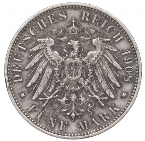 Germany, Wirtemberg, 5 mark 1908
