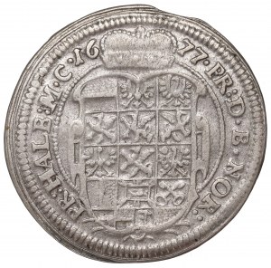 Germany, Brandenburg-Ansbach, Johann Friedrich, 1/6 thaler 1677