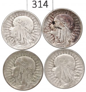 II RP, Set of 5 Gold 1933-34 Head of a Woman