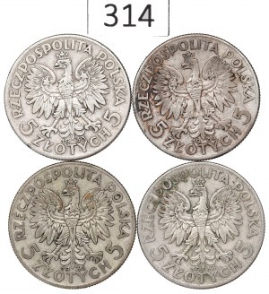 II RP, Set of 5 Gold 1933-34 Head of a Woman
