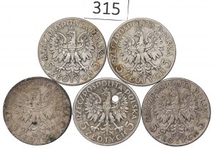II RP, Set of 5 Gold 1933 Head of a Woman