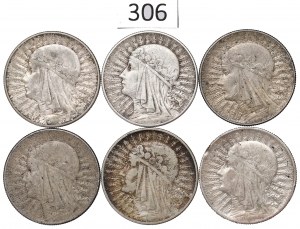 II RP, set of 5 gold 1932-33 Head of a woman