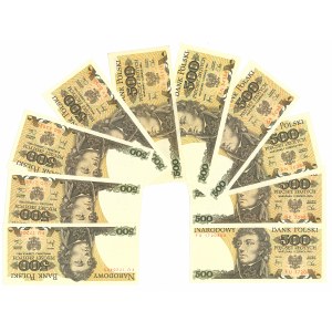 PRL, 500 złotych 1982 - zestaw 10 egz.