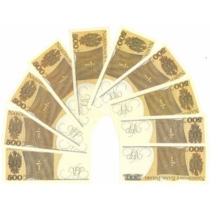 PRL, 500 złotych 1982 - zestaw 10 egz.