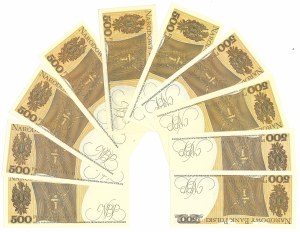 People's Republic of Poland, 500 gold 1982 - set of 10 copies.