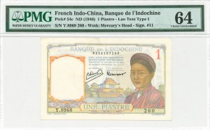 French Indochina, 1 Piastre 1946 - PMG 64