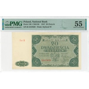 PRL, 20 złotych 1947 B - PMG 55