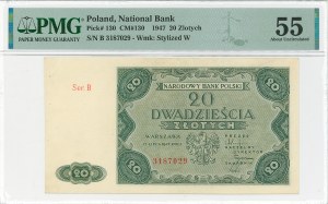 PRL, 20 zloty 1947 B - PMG 55