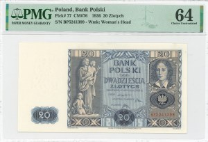 II RP, 20 złoty 1936 BP - PMG 64