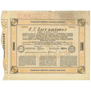 TKZ w Warszawie, 8% list zastawny 1924, 50 dolarów