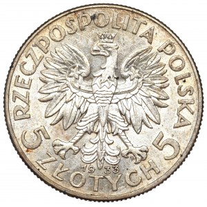 II RP, 5 Zloty 1933 Kopf einer Frau